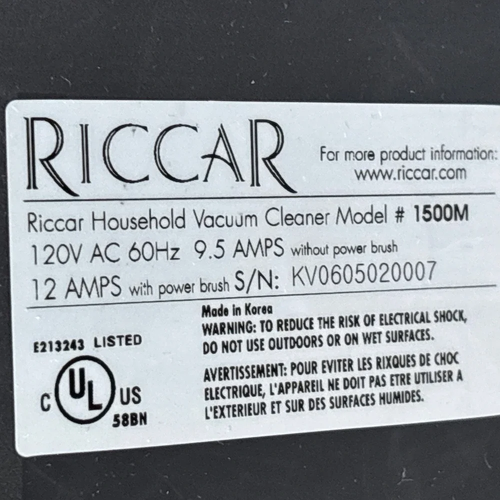 Ricarr 1500 M HEPA Purple Canister Vacuum Cleaner Only- No Attachments
